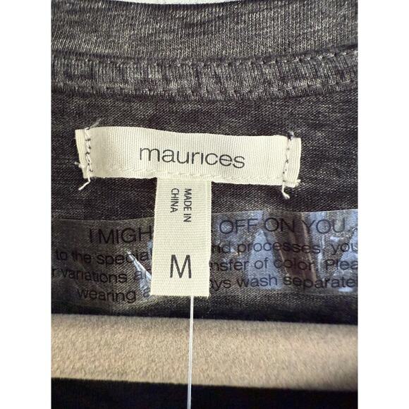 Maurices Gray Rhinestone Cross Graphic Tee Women’s Medium NWT Y2K Style - Picture 4 of 6